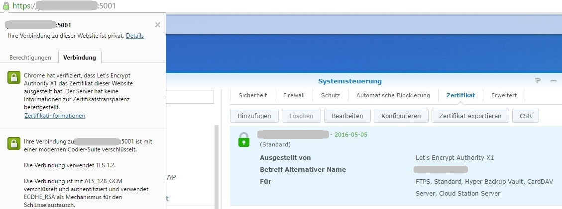 SSL Zertifikat von Let's Encrypt auf Synology NAS mit DSM 6.0 hinzufügen SSL Zertifikat von Let’s Encrypt auf Synology NAS mit DSM 6.0 hinzufügen