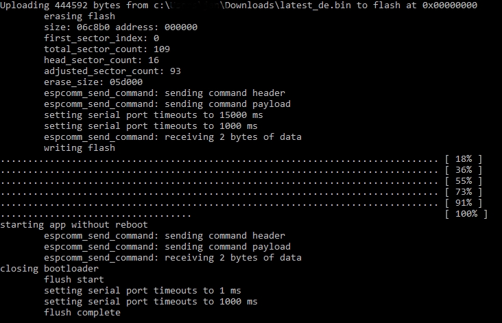 ESP8266 flashing process