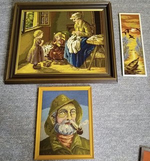 alte Gobelins in Holzrahmen