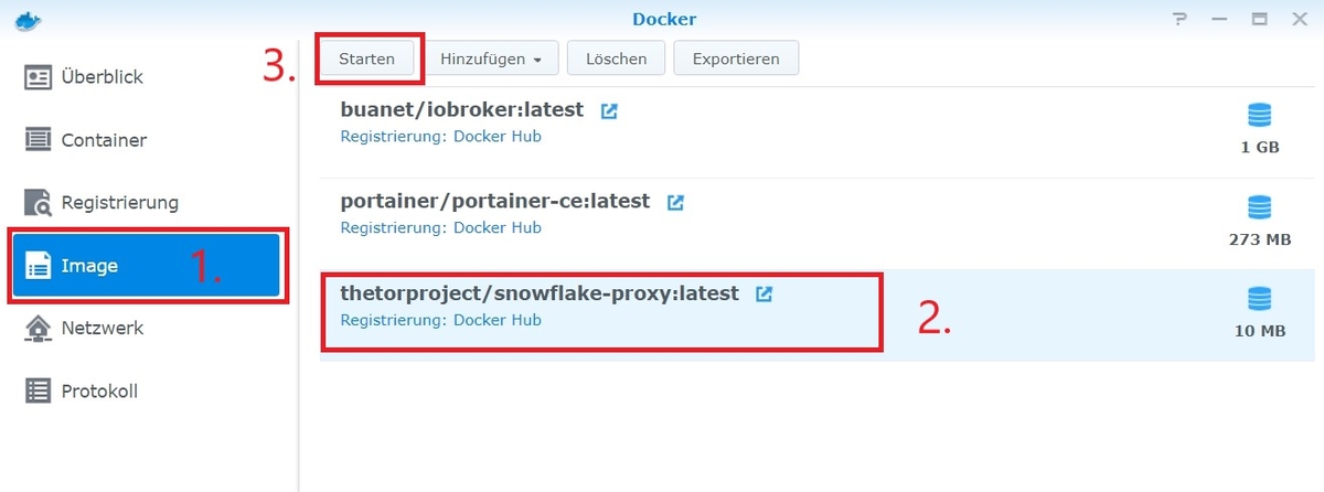 Tor Snowflake Proxy Per Docker Auf Synology NAS Installieren