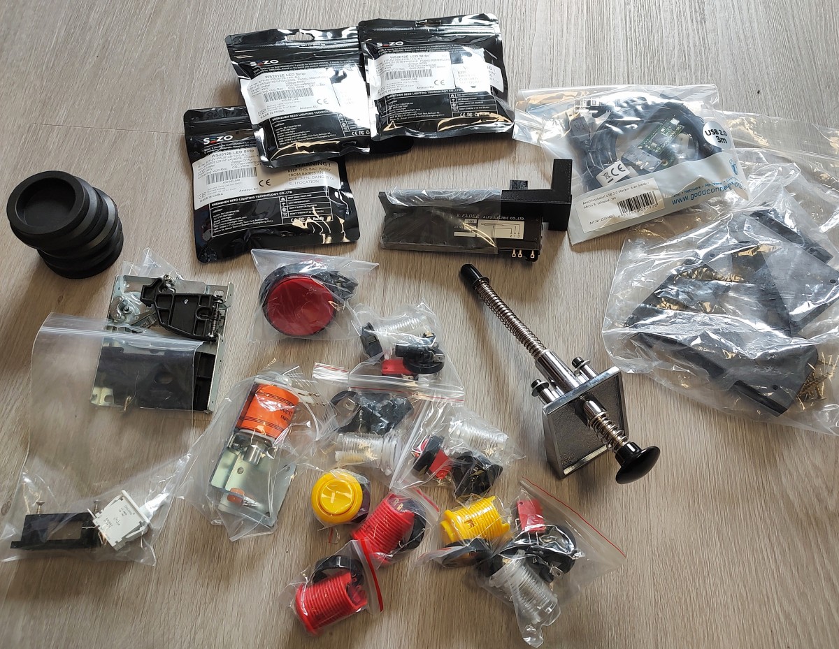 Buttons, Plunger, LED-Stripes, Analog-Plunger-Kit, Teensy, Münzprüfer